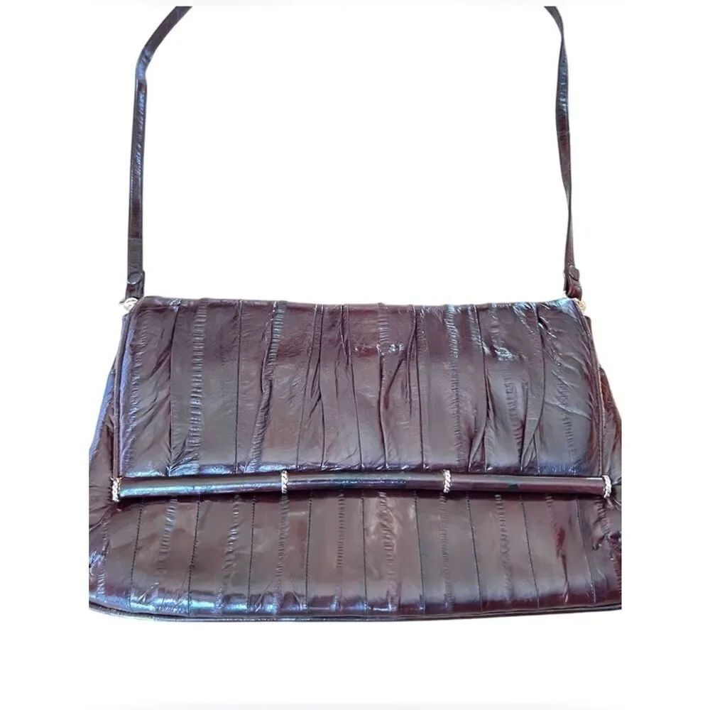Vintage Burgundy Eelskin Shoulder Bag Clutch - Picture 1 of 9